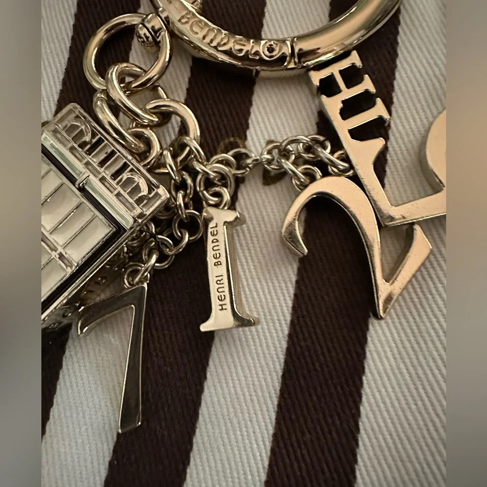 Gorgeous Henri Bendel Iconic 712  5th Avenue Gold Keychain Fob Bag Charm VGUC